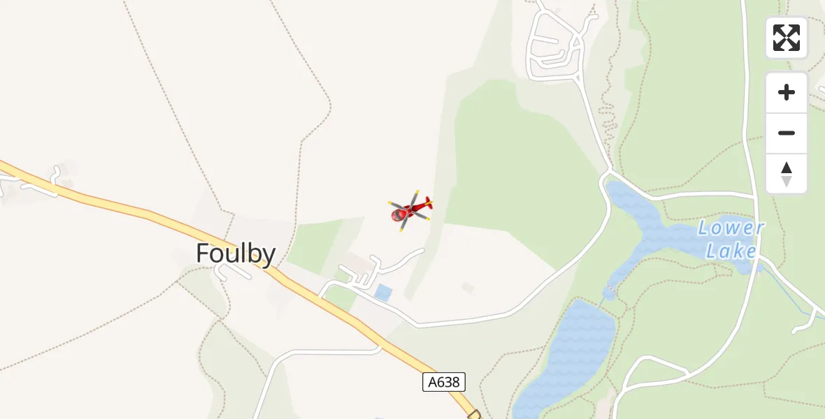 Flight path map showing Air Ambulance Helicopter route from YAA Nostell Helicopter Port to YAA Nostell Helicopter Port