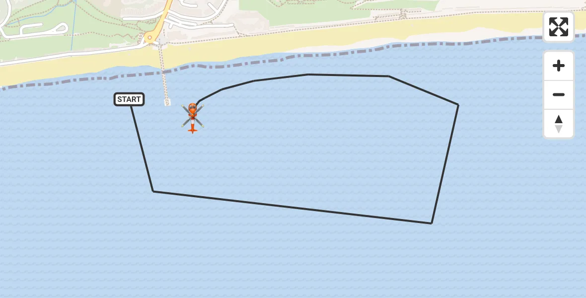 Flight path map showing Coastguard Helicopter route from Bournemouth to Bournemouth