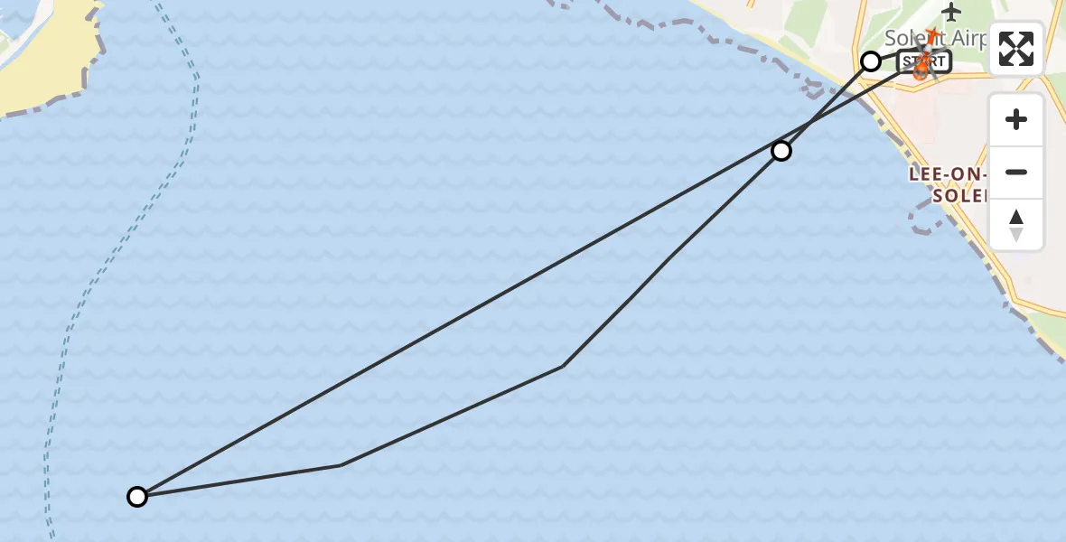 Flight path map showing Coastguard Helicopter route from Solent Airport to Solent Airport