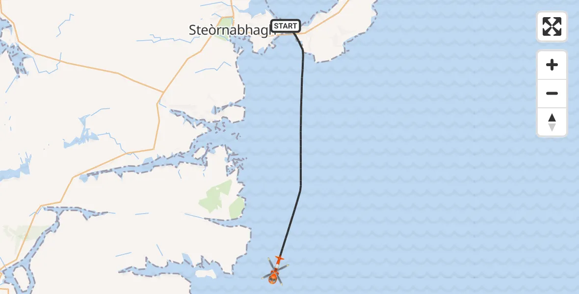 Flight path map showing Coastguard Helicopter route from Inner Seas to Inner Seas