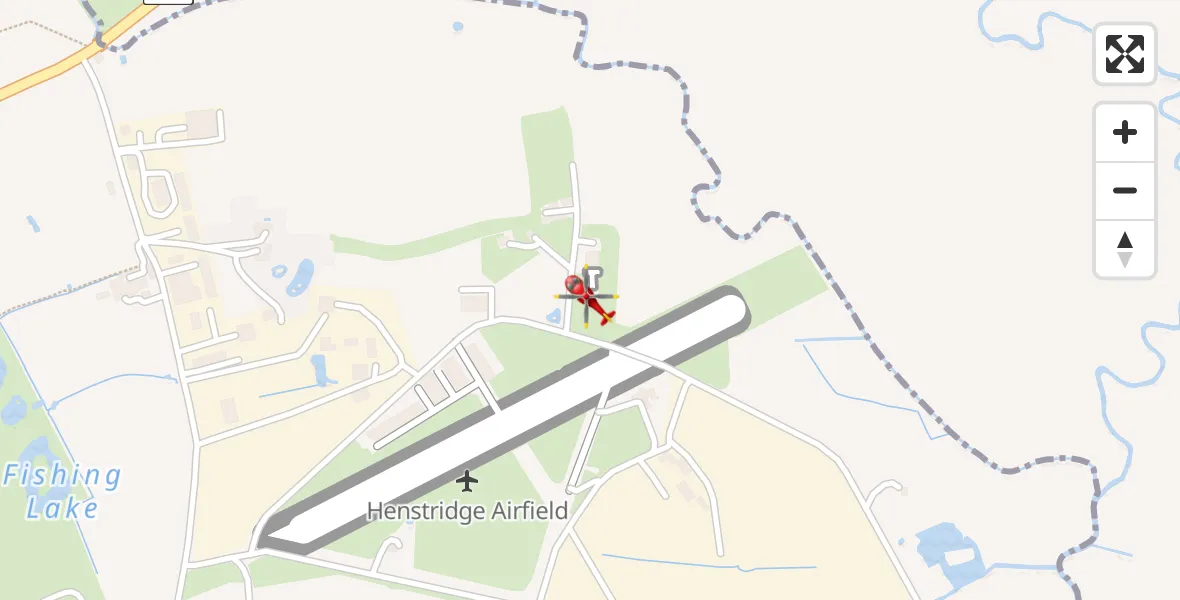 Flight path map showing Air Ambulance Helicopter route from Henstridge Airfield to Henstridge Airfield