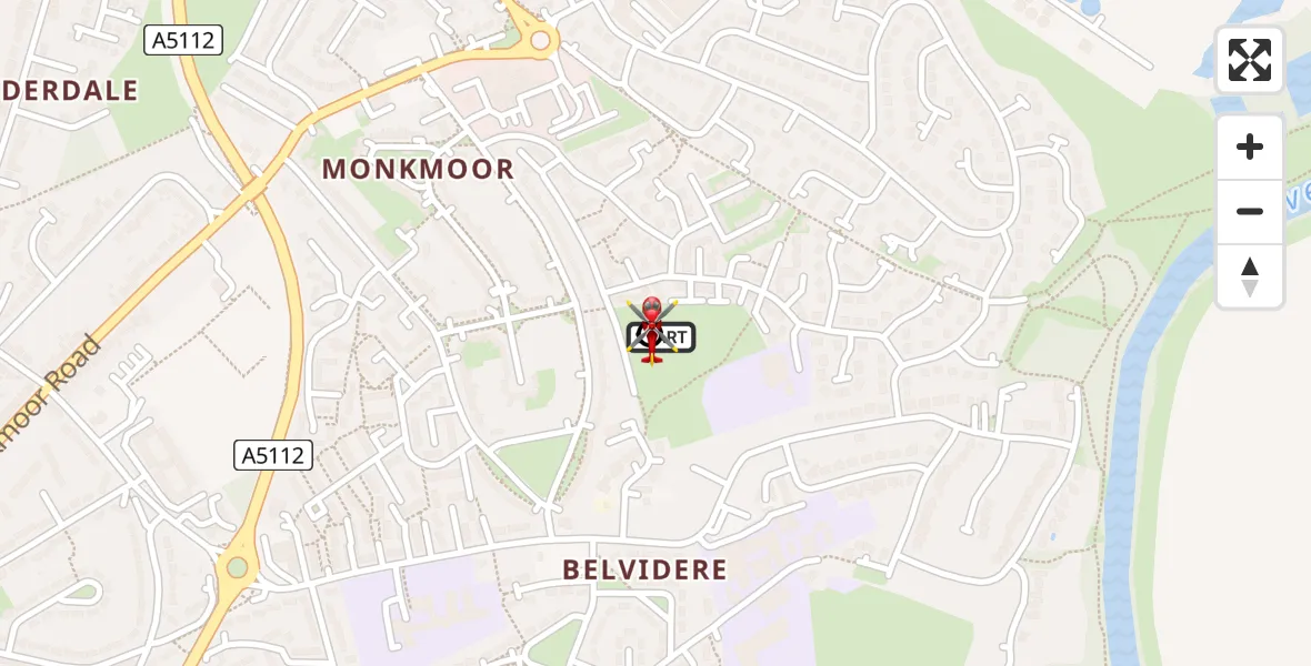 Flight path map showing Air Ambulance Helicopter route from Shrewsbury to Shrewsbury