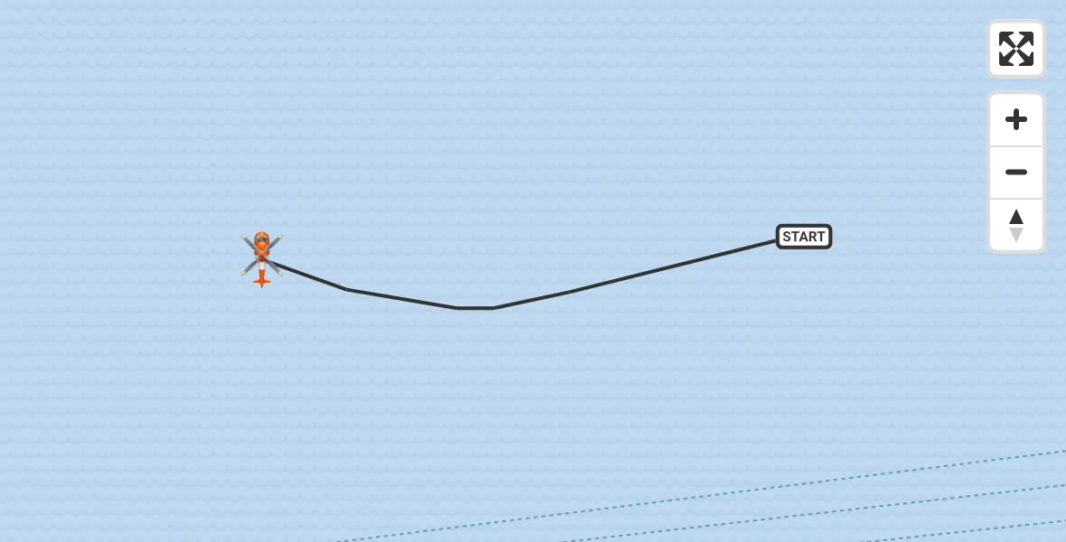 Flight path map showing Coastguard Helicopter route from North Sea to North Sea