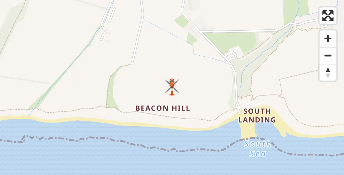 Flight path map showing Coastguard Helicopter route from Flamborough to Flamborough