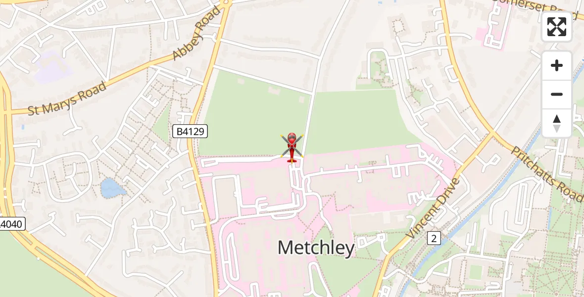 Flight path map showing Air Ambulance Helicopter route from Queen Elizabeth Hospital Helipad to Queen Elizabeth Hospital Helipad