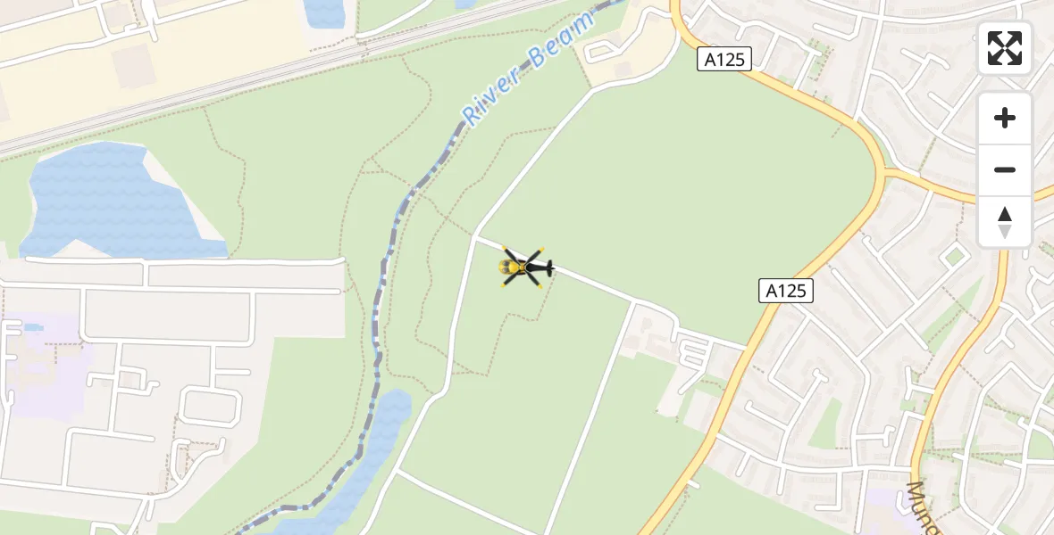 Routekaart van de vlucht: Police Helicopter to Havering, Cullen Bridge