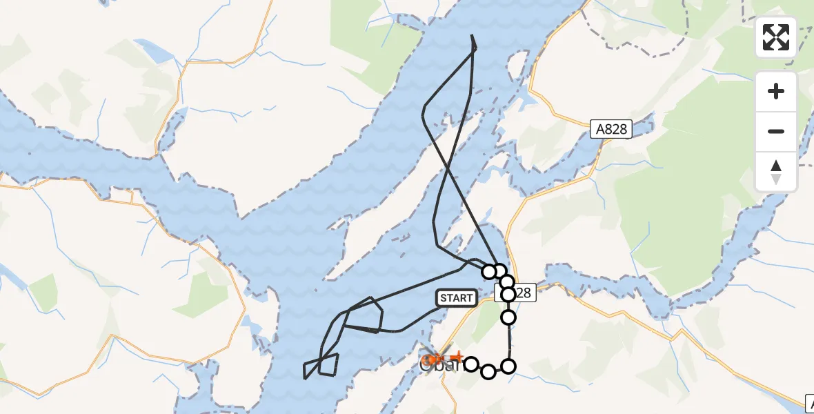 Flight path map showing Coastguard Helicopter route from Inner Seas to Inner Seas