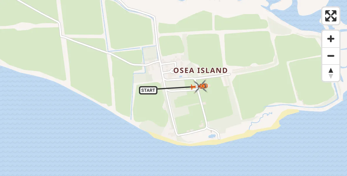 Flight path map showing Coastguard Helicopter route from Maldon to Maldon