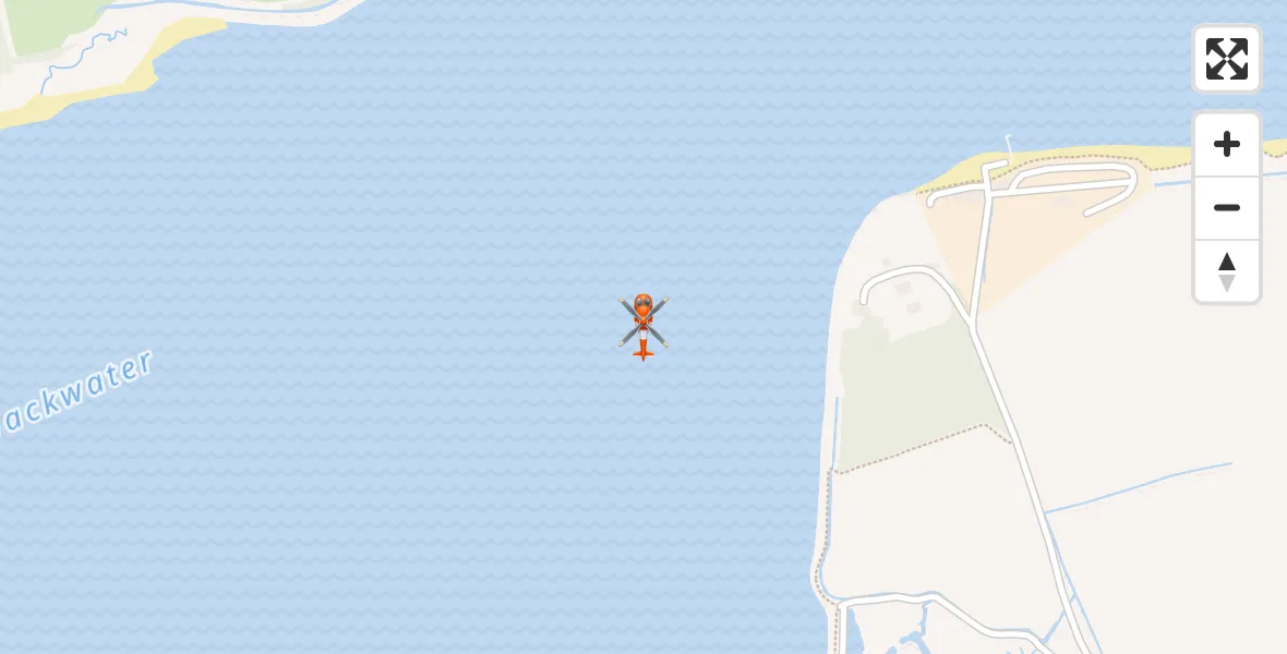 Flight path map showing Coastguard Helicopter route from Maldon to Maldon