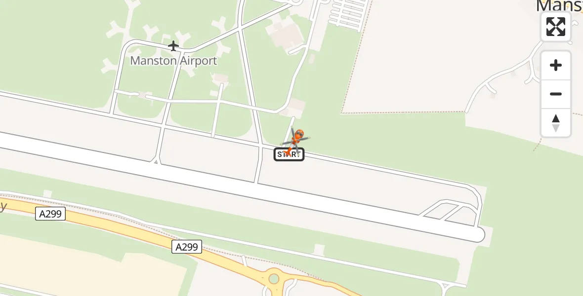 Flight path map showing Coastguard Helicopter route from Manston Airport to Manston Airport