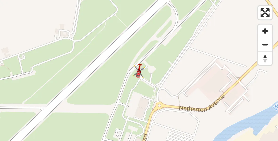 Flight path map showing Air Ambulance Helicopter route from Glasgow Airport to Glasgow Airport