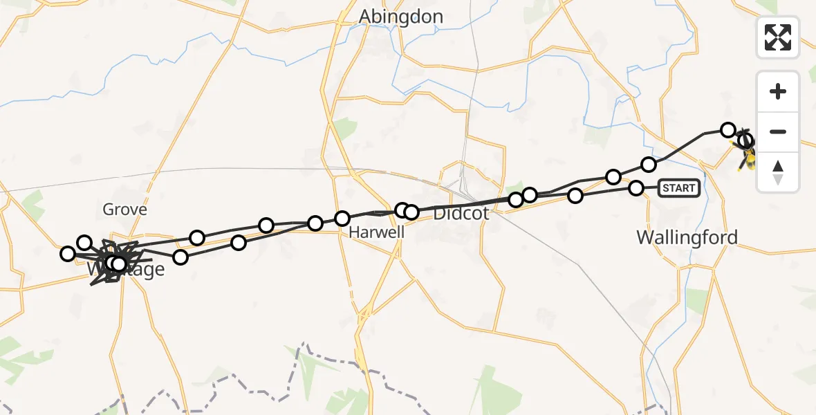Flight path map showing Police Helicopter route from Shillingford to Benson