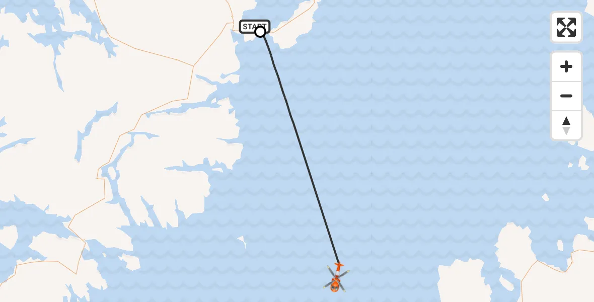 Flight path map showing Coastguard Helicopter route from Stornoway Airport to Inner Seas