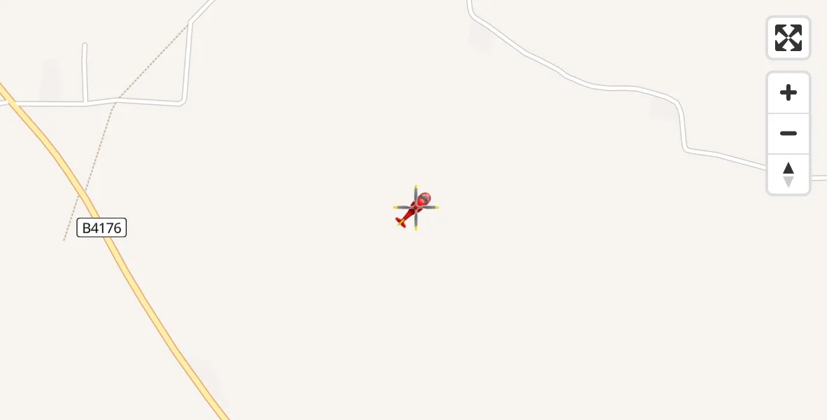 Flight path map showing Air Ambulance Helicopter route from Beckbury to Beckbury