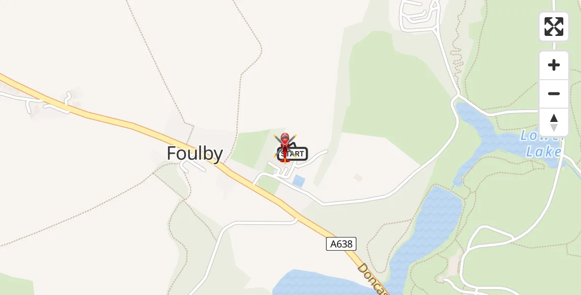 Flight path map showing Air Ambulance Helicopter route from YAA Nostell Helicopter Port to YAA Nostell Helicopter Port