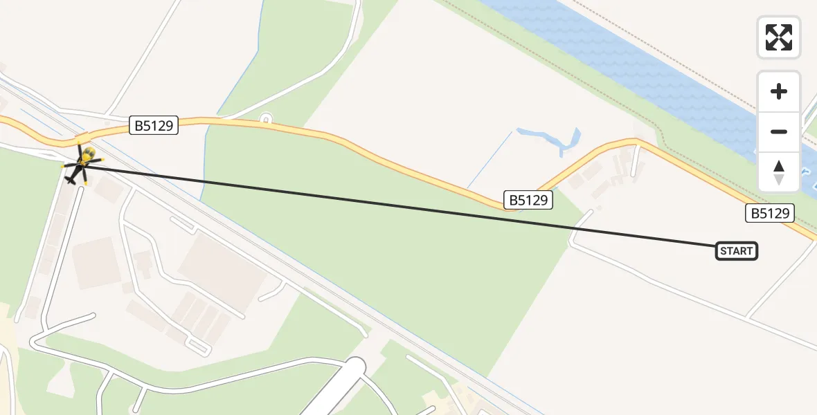 Flight path map showing Police Helicopter route from Saltney Ferry to Hawarden Airport