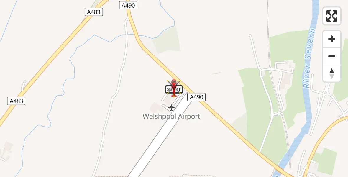 Routekaart van de vlucht: Air Ambulance Helicopter to Welshpool Airport