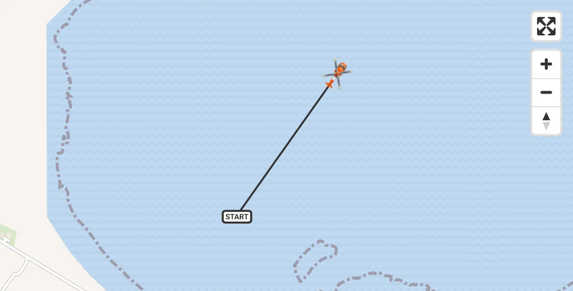 Flight path map showing Coastguard Helicopter route from Kirkwall Airport to Kirkwall