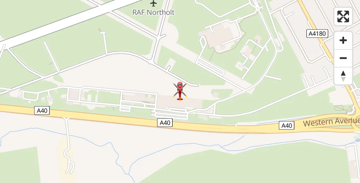 Flight path map showing Air Ambulance Helicopter route from RAF Northolt to RAF Northolt