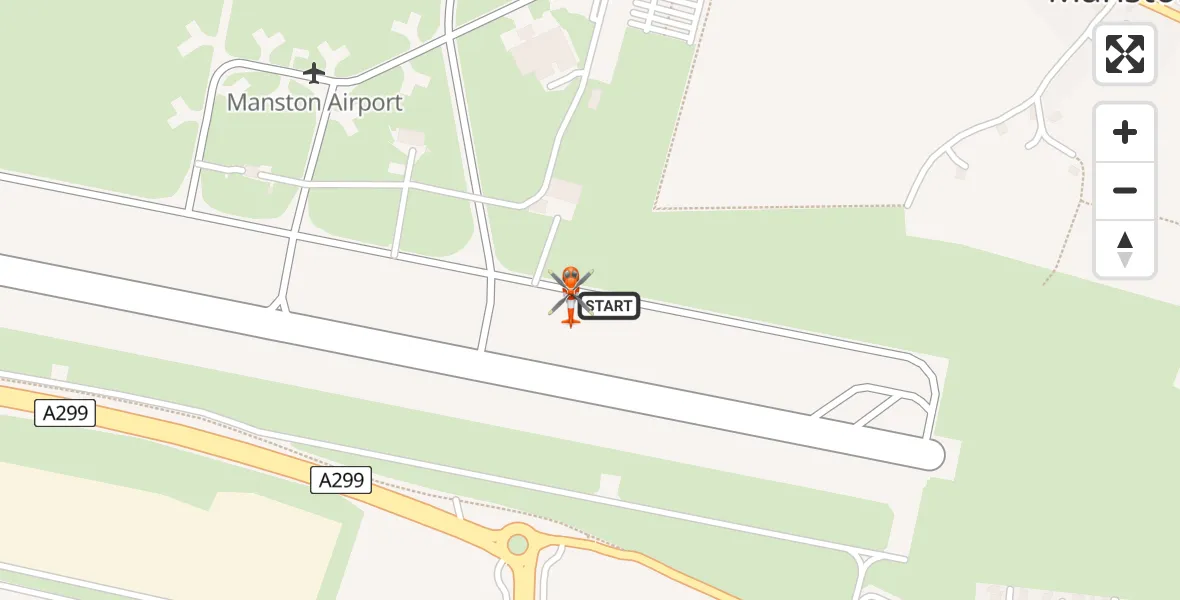 Flight path map showing Coastguard Helicopter route from Manston Airport to Manston Airport