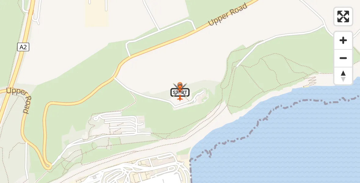 Flight path map showing Coastguard Helicopter route from Langdon Battery Heliport to Langdon Battery Heliport