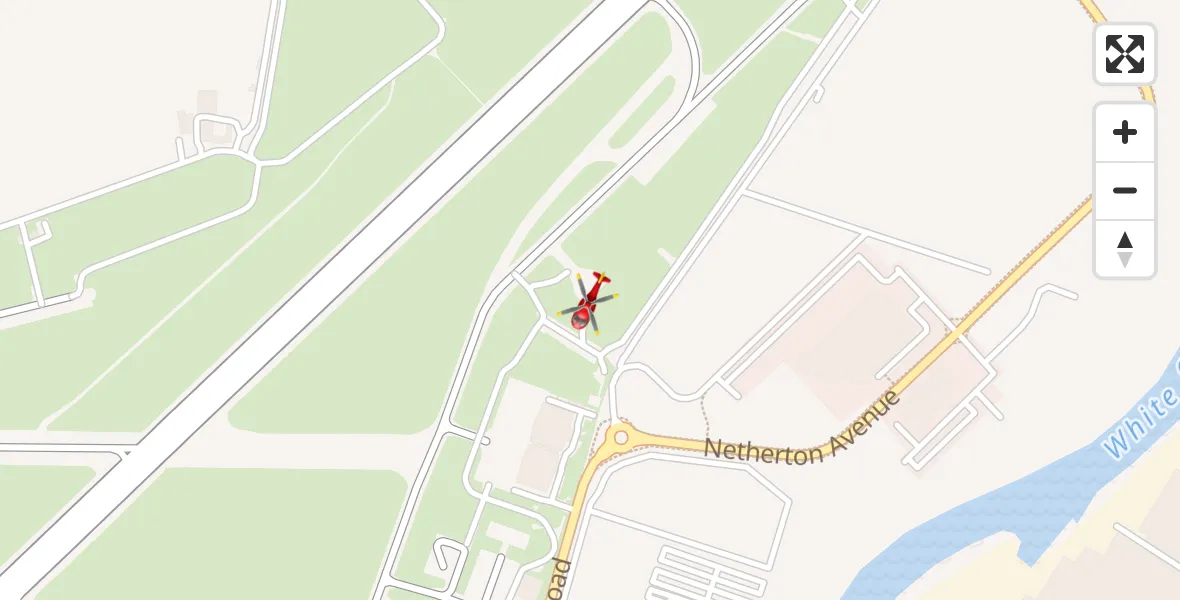 Flight path map showing Air Ambulance Helicopter route from Glasgow Airport to Glasgow Airport