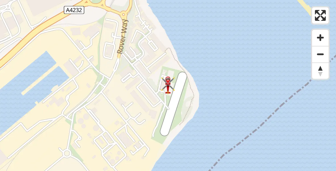 Flight path map showing Air Ambulance Helicopter route from Cardiff Heliport to Cardiff Heliport