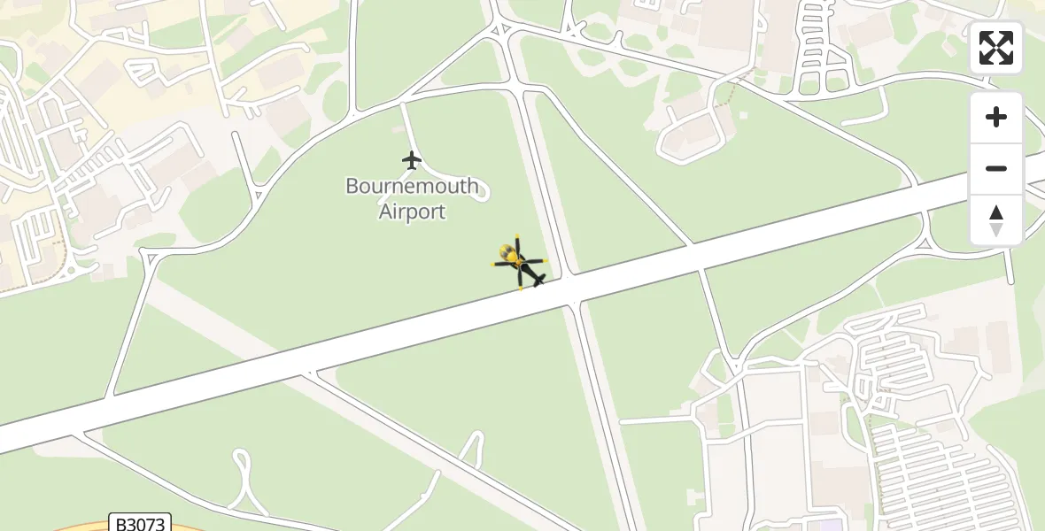 Flight path map showing Police Helicopter route from Bournemouth Airport to Bournemouth Airport