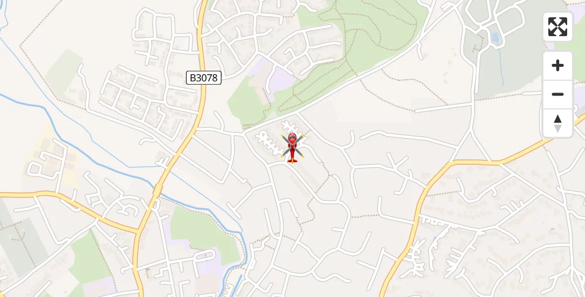 Flight path map showing Air Ambulance Helicopter route from Wimborne Minster to Wimborne Minster