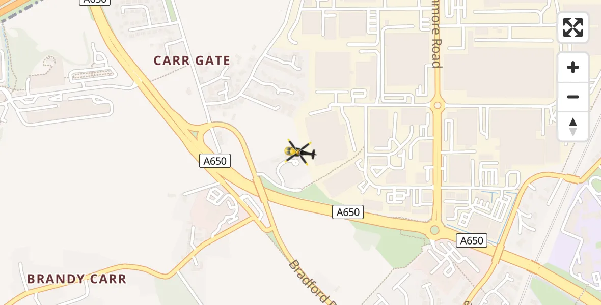 Routekaart van de vlucht: Police Helicopter to Carr Gate, Lawns Lane