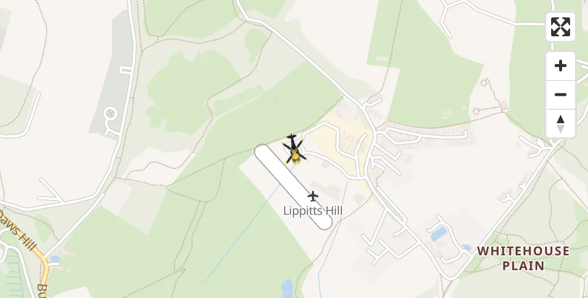 Flight path map showing Police Helicopter route from Metropolitan Police Air Support Unit Lippitts Hill to Metropolitan Police Air Support Unit Lippitts Hill