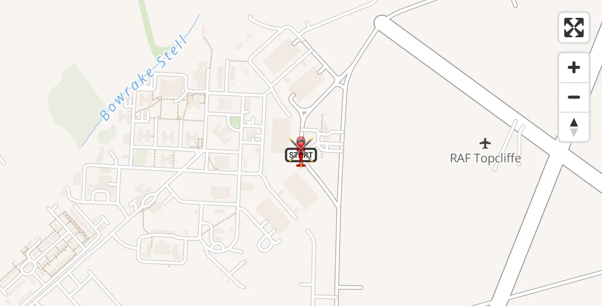 Flight path map showing Air Ambulance Helicopter route from RAF Topcliffe to RAF Topcliffe