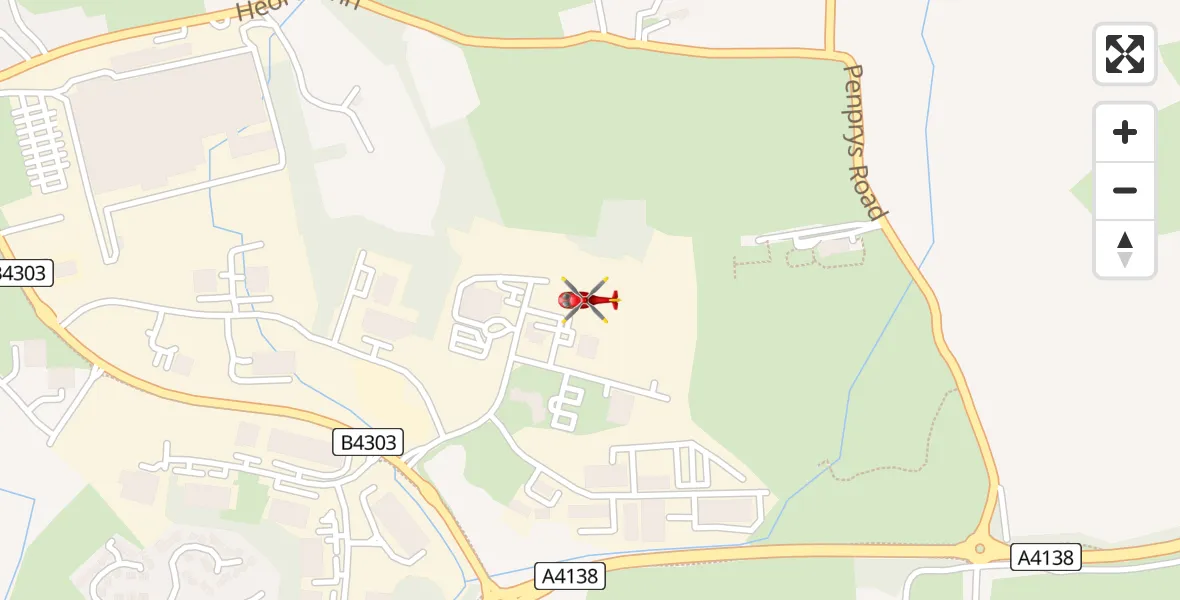 Flight path map showing Air Ambulance Helicopter route from Dafen to Dafen