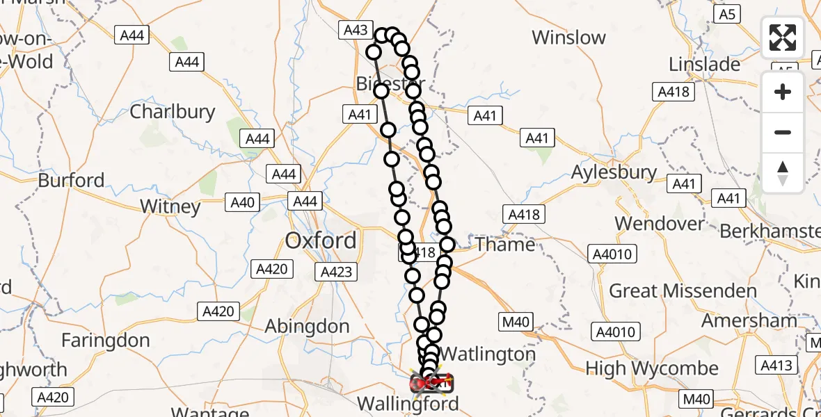 Routekaart van de vlucht: Air Ambulance Helicopter to RAF Benson