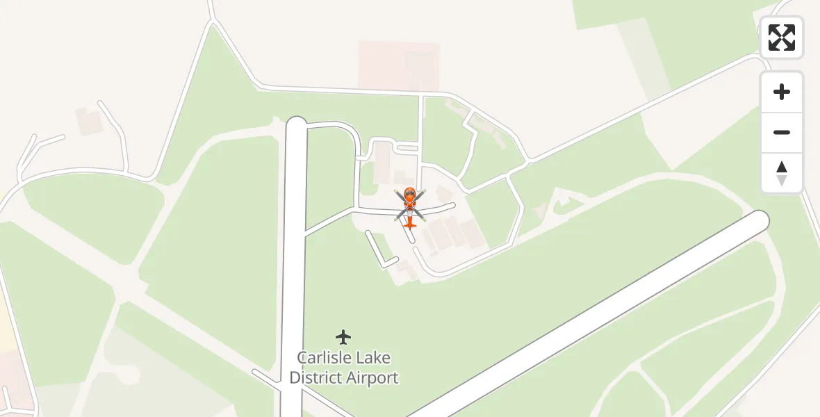 Flight path map showing Coastguard Helicopter route from Carlisle Lake District Airport to Carlisle Lake District Airport