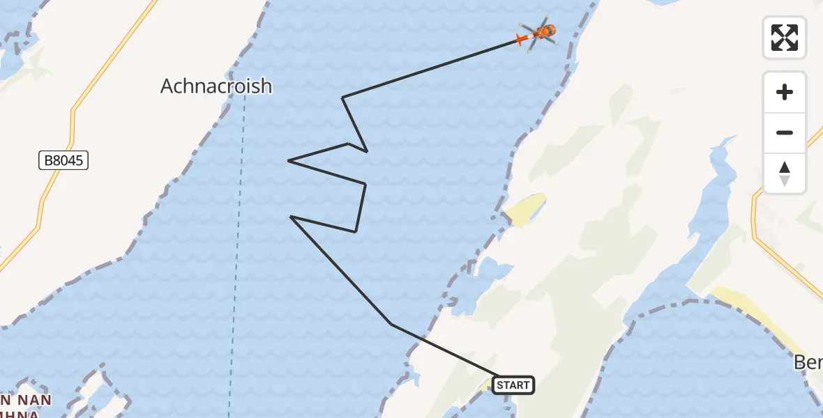 Routekaart van de vlucht: Coastguard Helicopter to Inner Seas