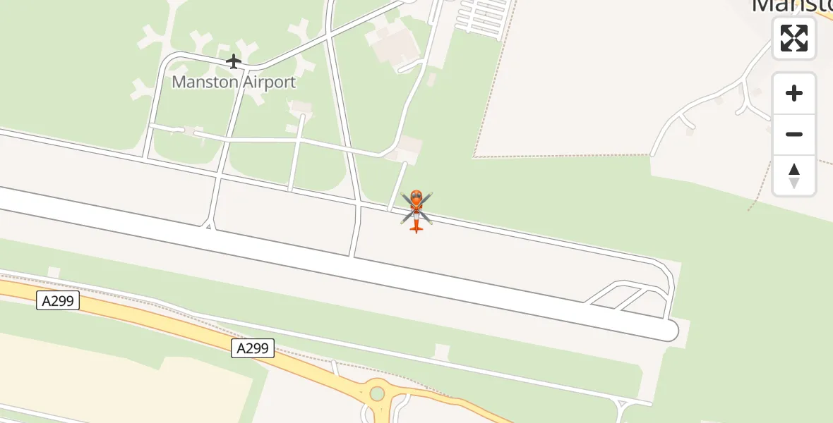 Flight path map showing Coastguard Helicopter route from Manston Airport to Manston Airport