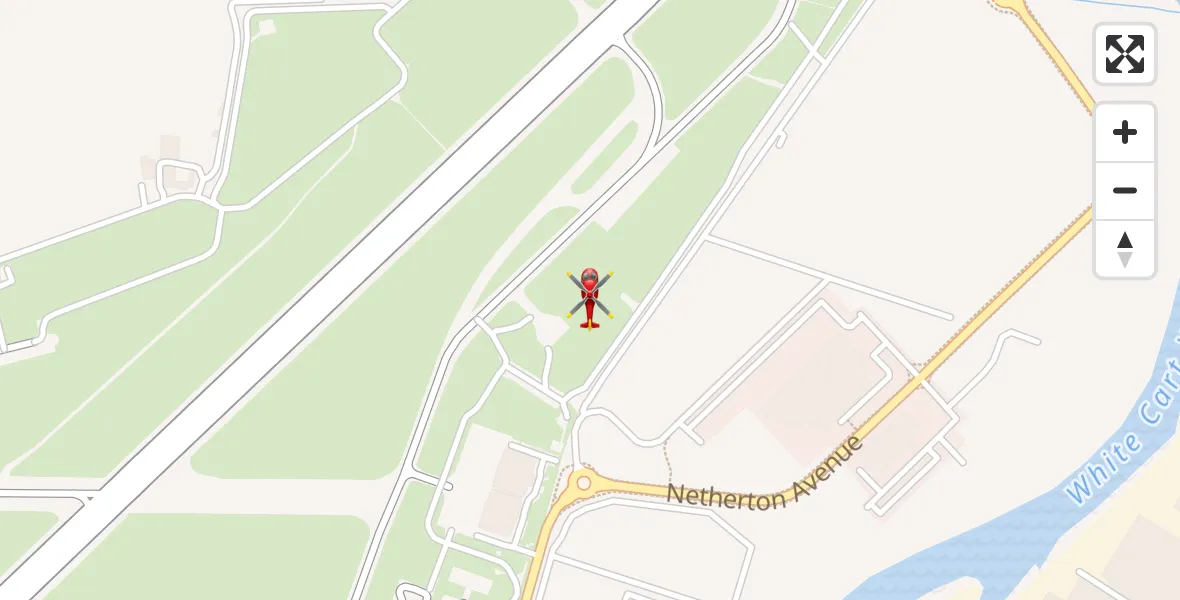 Flight path map showing Air Ambulance Helicopter route from Glasgow Airport to Glasgow Airport