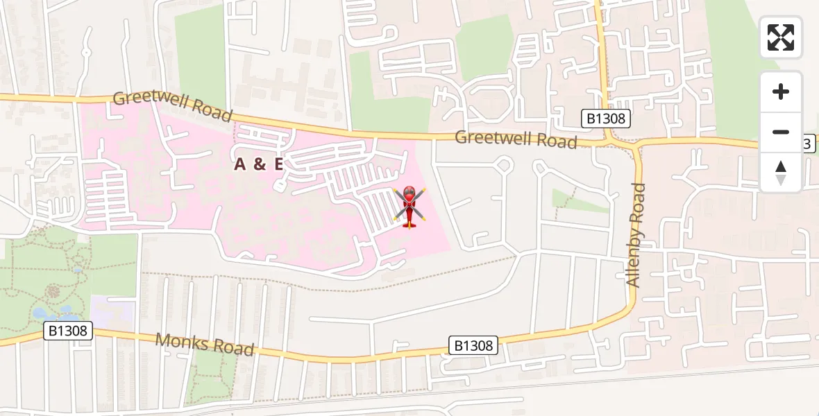 Flight path map showing Air Ambulance Helicopter route from Lincoln County Trauma Unit to Lincoln County Trauma Unit