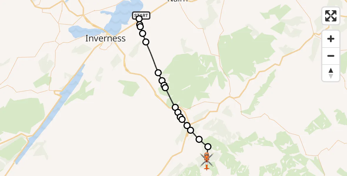 Routekaart van de vlucht: Coastguard Helicopter on its way from Inverness Airport