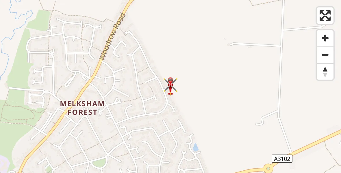 Routekaart van de vlucht: Air Ambulance Helicopter to Melksham, Savernake Avenue