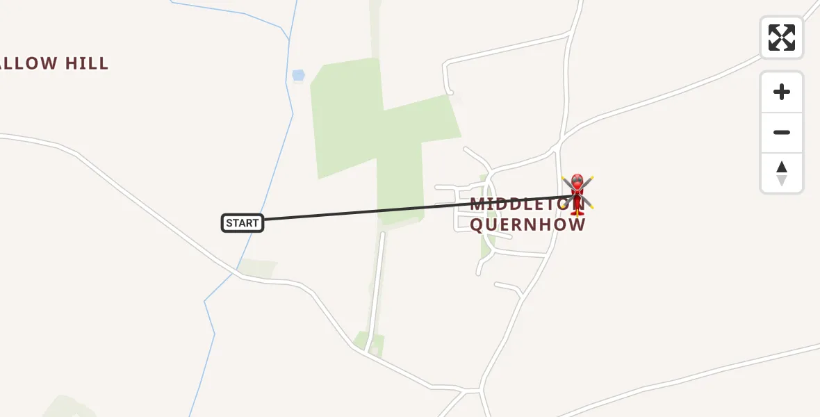 Flight path map showing Air Ambulance Helicopter route from Melmerby to Middleton Quernhow