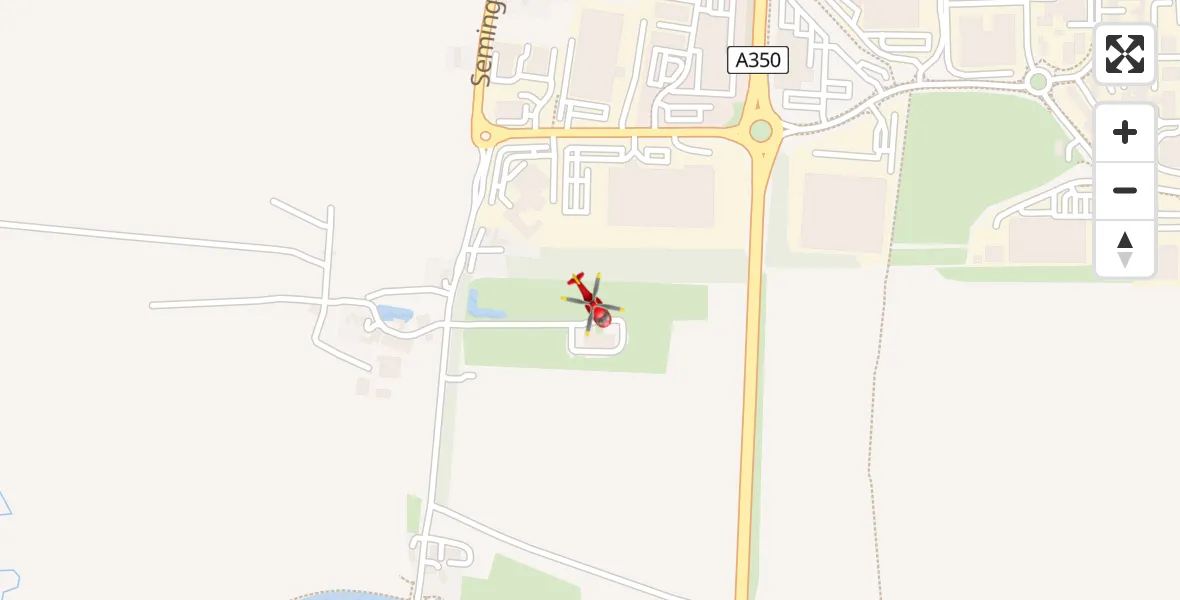 Flight path map showing Air Ambulance Helicopter route from Wiltshire Air Ambulance to Wiltshire Air Ambulance