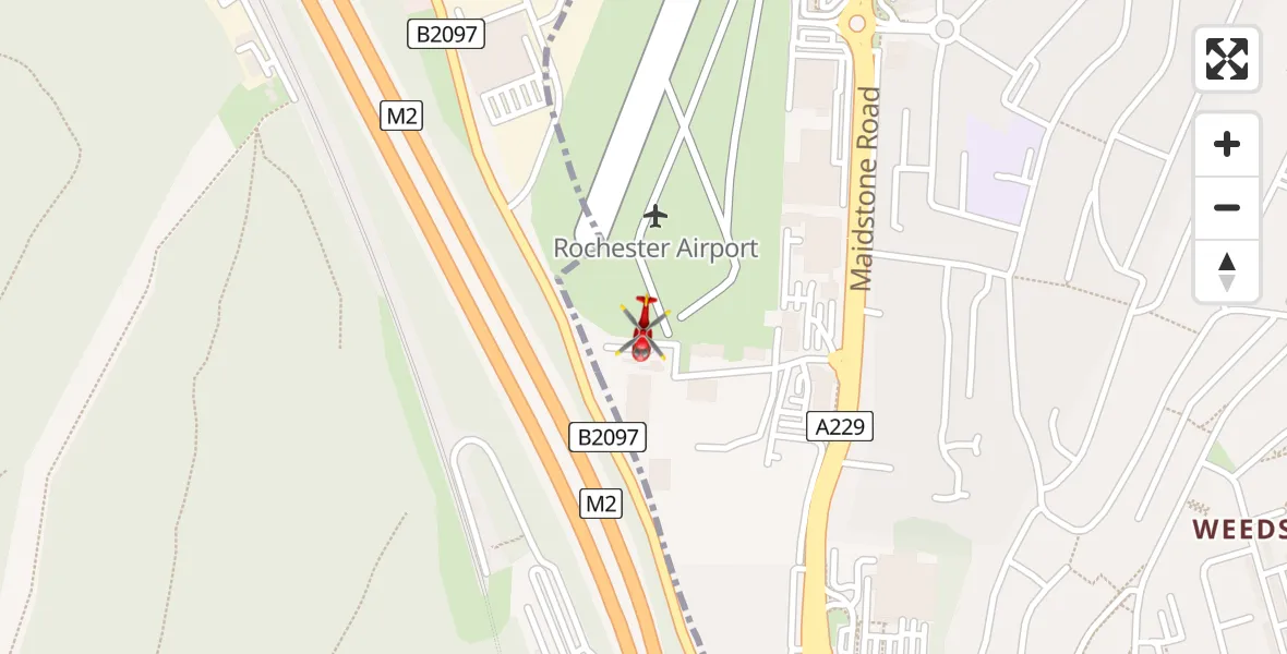 Flight path map showing Air Ambulance Helicopter route from Rochester Airport to Rochester Airport