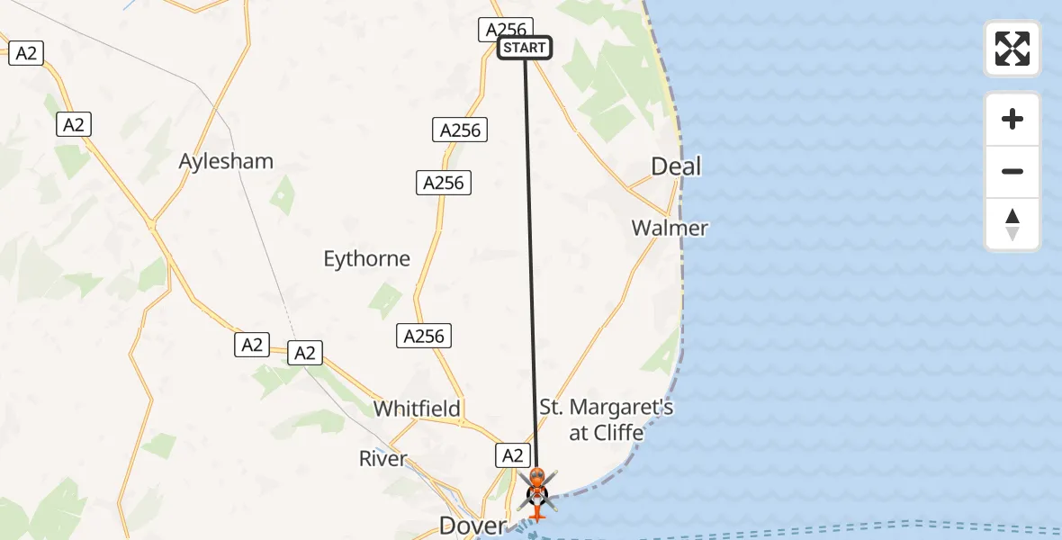 Routekaart van de vlucht: Coastguard Helicopter to Langdon Battery Heliport
