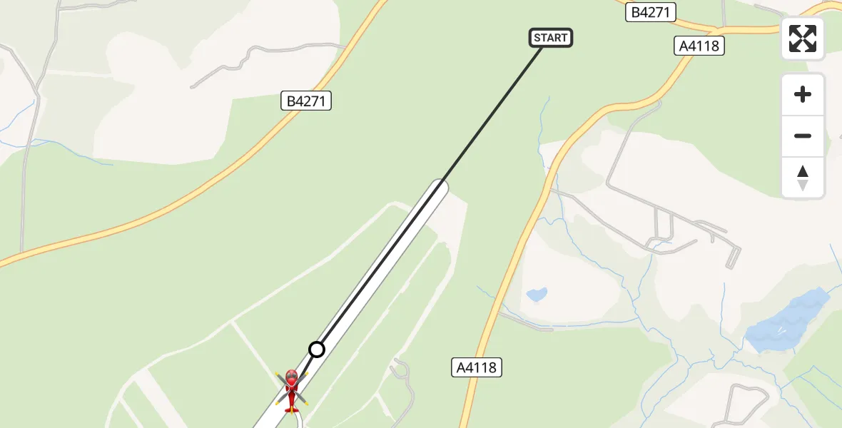 Flight path map showing Air Ambulance Helicopter route from Three Crosses to Swansea Airport