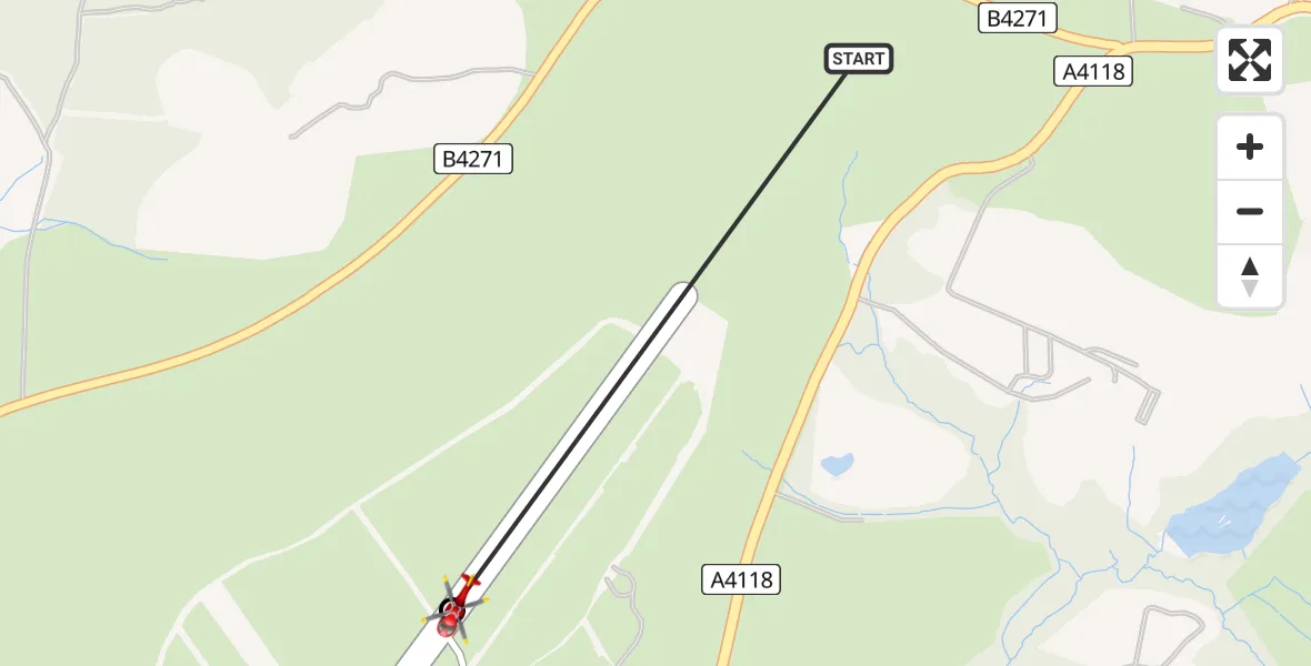 Flight path map showing Air Ambulance Helicopter route from Three Crosses to Swansea Airport