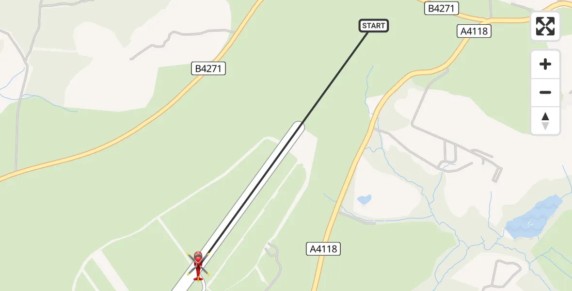 Flight path map showing Air Ambulance Helicopter route from Three Crosses to Swansea Airport