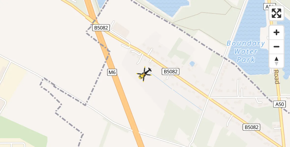 Flight path map showing Police Helicopter route from Cranage to Cranage