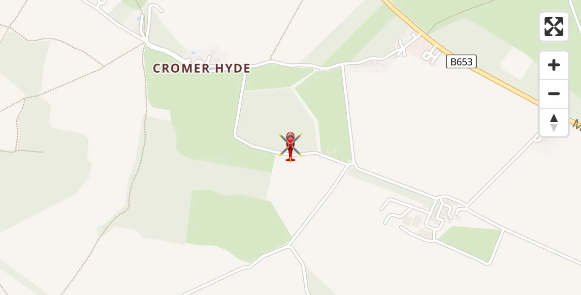 Flight path map showing Air Ambulance Helicopter route from Hatfield to Hatfield